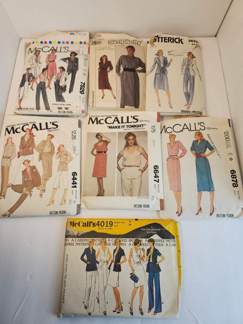 Vintage Lot of 7 Women's Patterns CUT  1974-1987  Size 10-14 McCall's Butterick